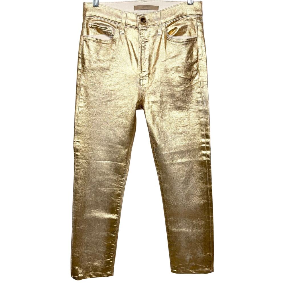 Joe's Jeans The Luna High Rise Cigarette Ankle Guilded Age Gold Metallic Size 28